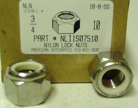 3/4-10 HEX NYLON INSERT LOCKNUT 18-8 STAINLESS STEEL