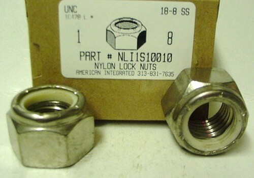 1"-8 HEX NYLON INSERT LOCKNUT NE SERIES 18-8 STAINLESS STEEL