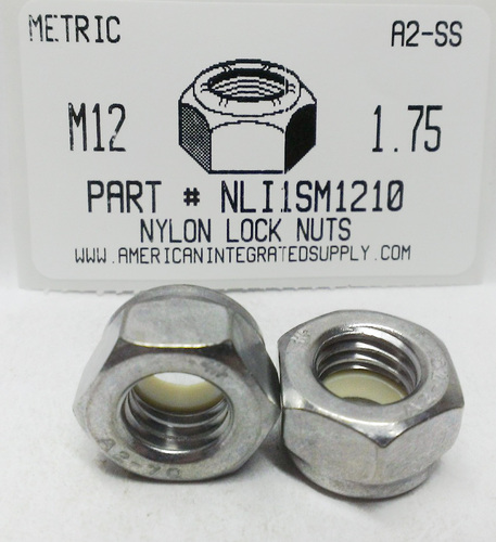 M12-1.75 HEX NYLON INSERT LOCKNUT A2 STAINLESS STEEL D985