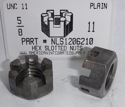 5/8-11 HEX SLOTTED NUT STEEL PLAIN