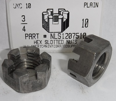 3/4-10 HEX SLOTTED NUT STEEL PLAIN