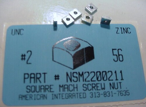 #2-56 SQUARE MACHINE SCREW NUT STEEL ZINC PLATED 3/16 AF X 1/16 TH