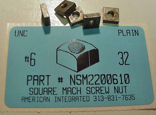 #6-32 SQUARE MACHINE SCREW NUT STEEL PLAIN .309 SQUARE .104 THICKNESS