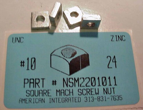 #10-24 SQUARE MACHINE SCREW NUT STEEL ZINC PLATED .371" SQUARE .125" THICKNESS