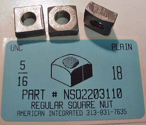 5/16-18 REGULAR SQUARE NUT STEEL PLAIN 9/16 AF X 17/64 TH