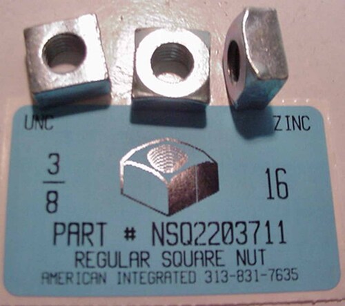 3/8-16 REGULAR SQUARE NUT STEEL ZINC PLATED