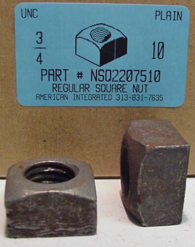 3/4-10 REGULAR SQUARE NUT STEEL PLAIN