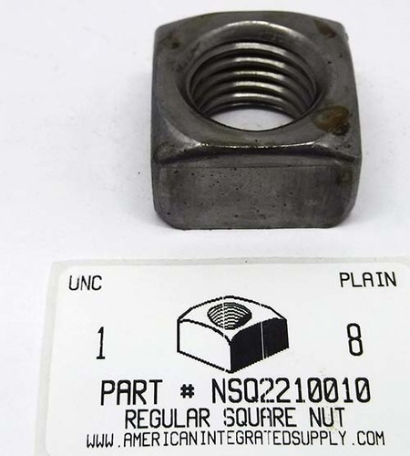 1-8 REGULAR SQUARE NUT STEEL PLAIN 1-1/2 AF X 7/8 TH