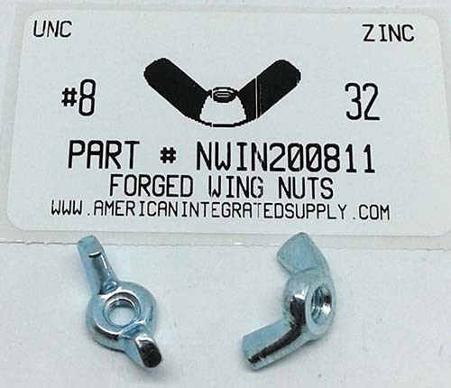 #8-32 WING NUT COLD FORGED STEEL ZINC PLATED