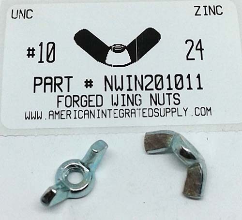 #10-24 WING NUT COLD FORGED STEEL ZINC PLATED