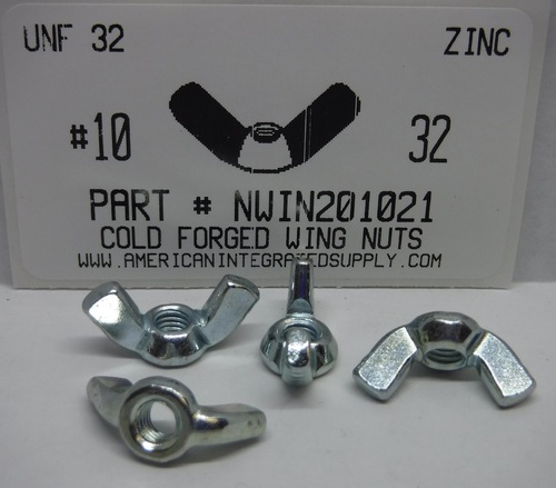 #10-32 WING NUT COLD FORGED STEEL ZINC PLATED