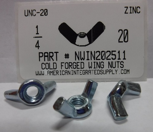 1/4-20 WING NUT COLD FORGED STEEL ZINC PLATED