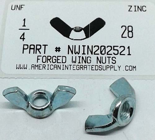 1/4-28 WING NUT COLD FORGED STEEL ZINC PLATED