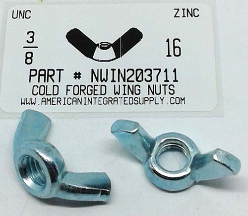 3/8-16 WING NUT COLD FORGED STEEL ZINC PLATED