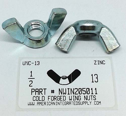 1/2-13 WING NUT COLD FORGED STEEL ZINC PLATED