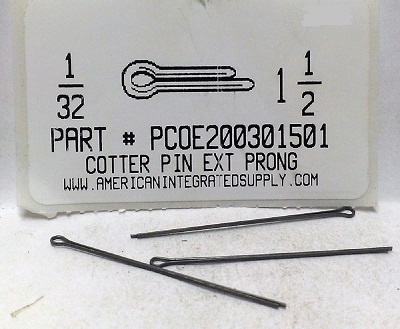 1/32X1-1/2 COTTER PIN EXTENDED PRONG STEEL PLAIN