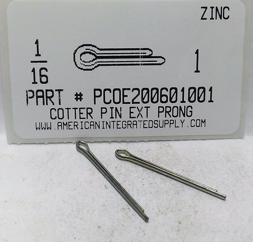 1/16X1 COTTER PIN EXTENDED PRONG STEEL ZINC PLATED