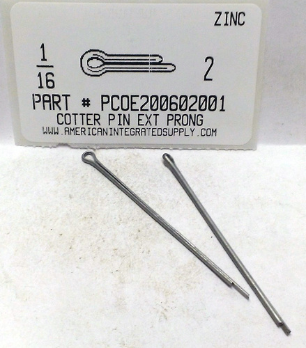 1/16X2 COTTER PIN EXTENDED PRONG STEEL ZINC PLATED