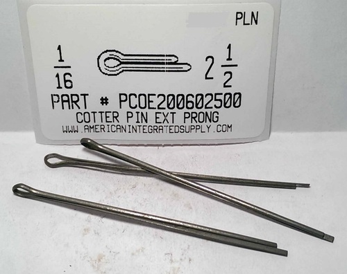 1/16X2-1/2 COTTER PIN EXTENDED PRONG STEEL PLAIN