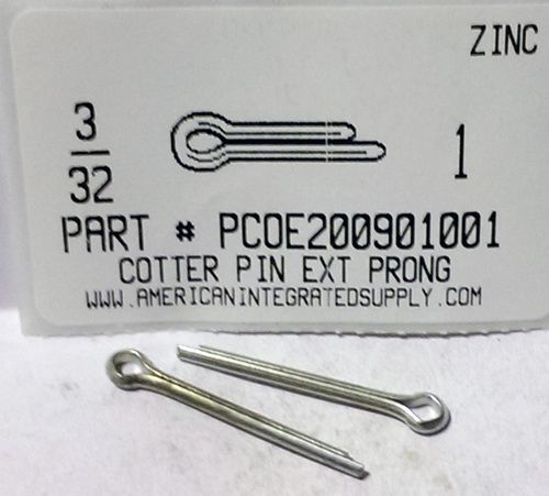 3/32X1 COTTER PIN EXTENDED PRONG STEEL ZINC PLATED