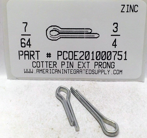 7/64X3/4 COTTER PIN EXTENDED PRONG STEEL ZINC