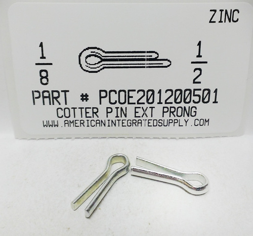 1/8X1/2 COTTER PIN EXTENDED PRONG STEEL ZINC PLATED