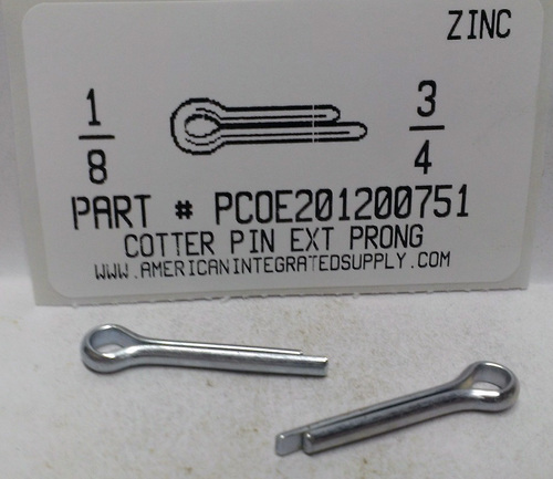 1/8X3/4 COTTER PIN EXTENDED PRONG STEEL ZINC PLATED