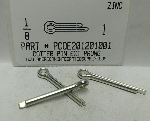 1/8X1 COTTER PIN EXTENDED PRONG STEEL ZINC PLATED