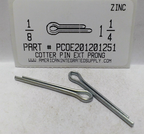 1/8X1-1/4 COTTER PIN EXTENDED PRONG STEEL ZINC PLATED