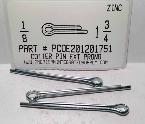 1/8X1-3/4 COTTER PIN EXTENDED PRONG STEEL ZINC PLATED