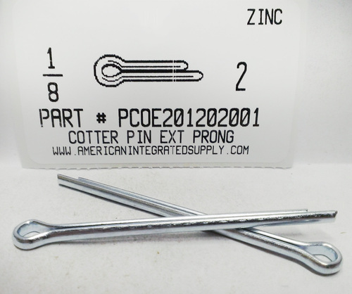 1/8X2 COTTER PIN EXTENDED PRONG STEEL ZINC PLATED