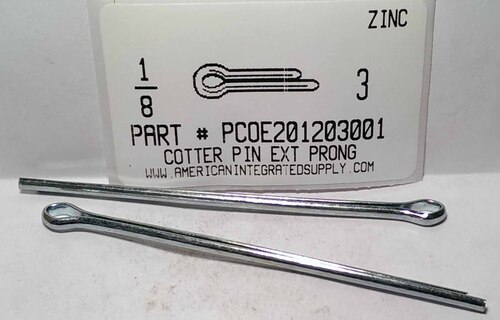 1/8X3 COTTER PIN EXTENDED PRONG STEEL ZINC PLATED