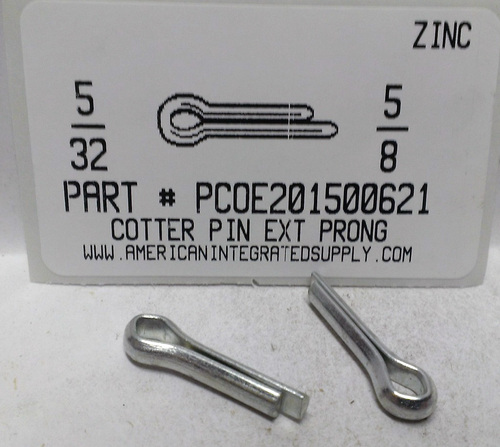 5/32X5/8 COTTER PIN EXTENDED PRONG STEEL ZINC PLATED