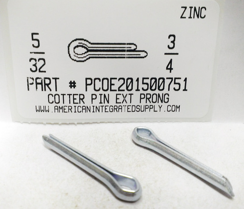 5/32X3/4 COTTER PIN EXTENDED PRONG STEEL ZINC PLATED