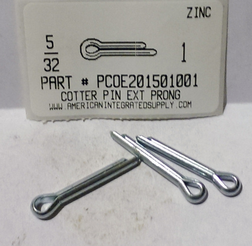 5/32X1 COTTER PIN EXTENDED PRONG STEEL ZINC PLATED