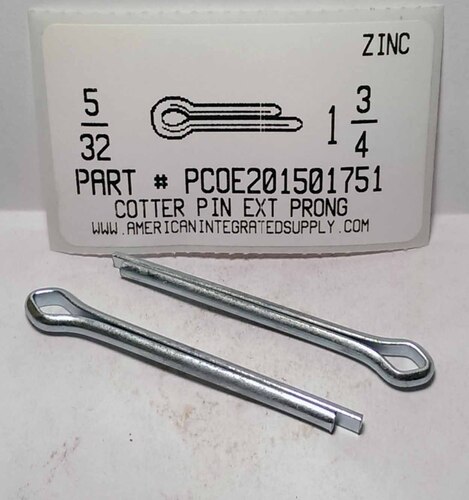 5/32X1-3/4 COTTER PIN EXTENDED PRONG STEEL ZINC PLATED