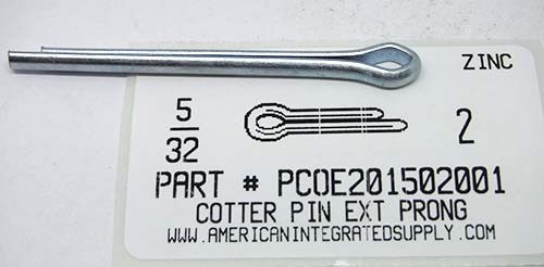 5/32X2 COTTER PIN EXTENDED PRONG STEEL ZINC PLATED