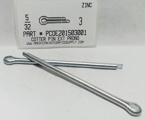 5/32X3 COTTER PIN EXTENDED PRONG STEEL ZINC PLATED