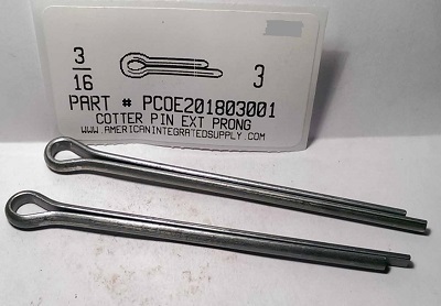 3/16X3 COTTER PIN EXTENDED PRONG STEEL PLAIN