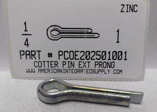 1/4X1 COTTER PIN EXTENDED PRONG STEEL ZINC PLATED