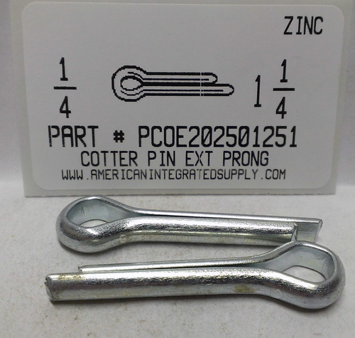 1/4X1-1/4 COTTER PIN EXTENDED PRONG STEEL ZINC PLATED