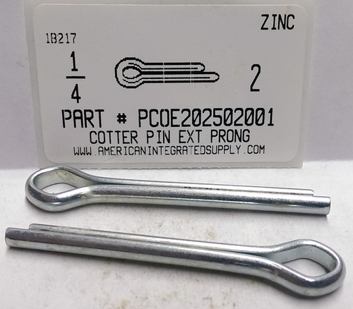 1/4X2 COTTER PIN EXTENDED PRONG STEEL ZINC PLATED