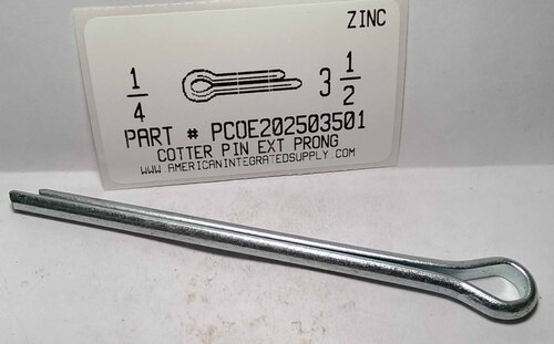 1/4X3-1/2 COTTER PIN EXTENDED PRONG STEEL ZINC PLATED