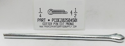 1/4X4-1/2 COTTER PIN EXTENDED PRONG STEEL ZINC PLATED