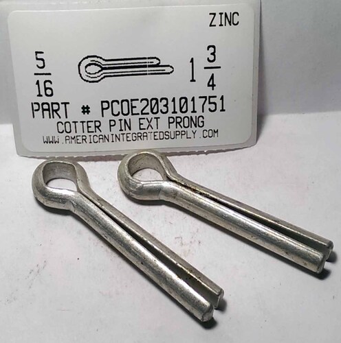 5/16X1-3/4 COTTER PIN EXTENDED PRONG STEEL ZINC PLATED