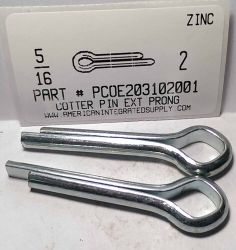 5/16X2 COTTER PIN EXTENDED PRONG STEEL ZINC PLATED