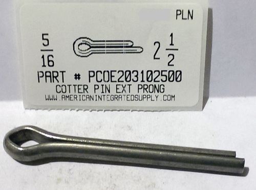 5/16X2-1/2 COTTER PIN EXTENDED PRONG STEEL PLAIN