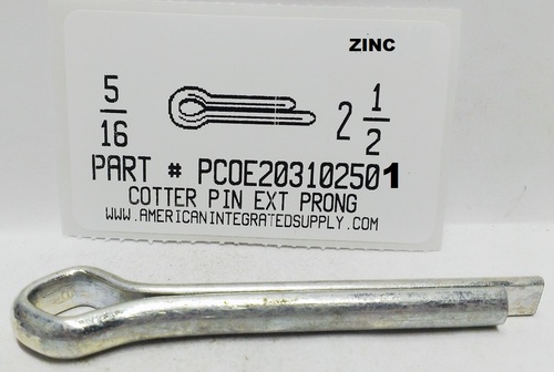 5/16X2-1/2 COTTER PIN EXTENDED PRONG STEEL ZINC PLATED