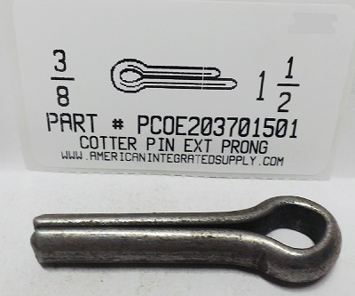 3/8X1-1/2 COTTER PIN EXTENDED PRONG STEEL PLAIN