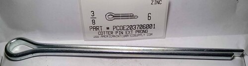 3/8X6 COTTER PIN EXTENDED PRONG STEEL ZINC PLATED